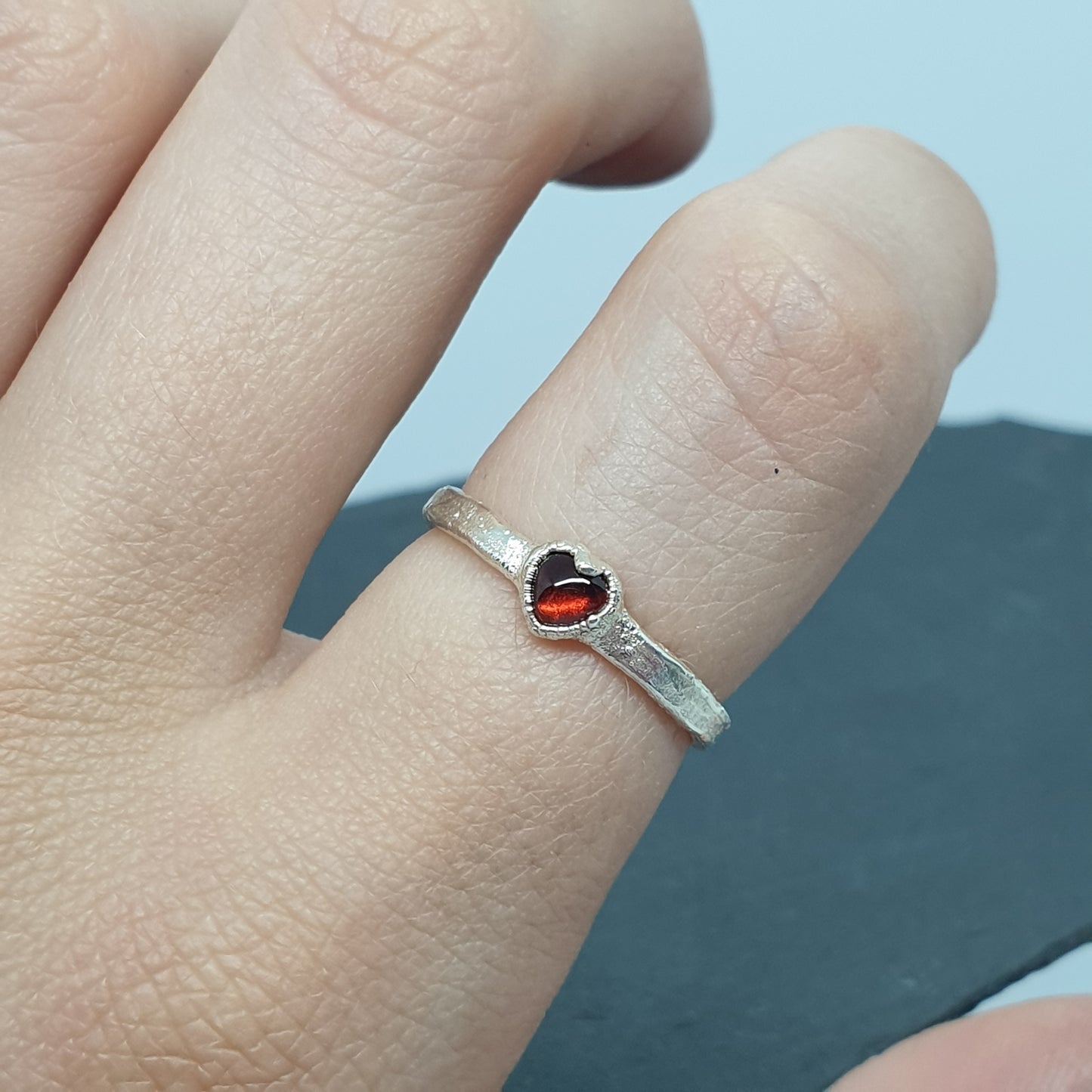 Garnet Heart Cabochon Ring