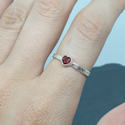 Garnet Heart Ring