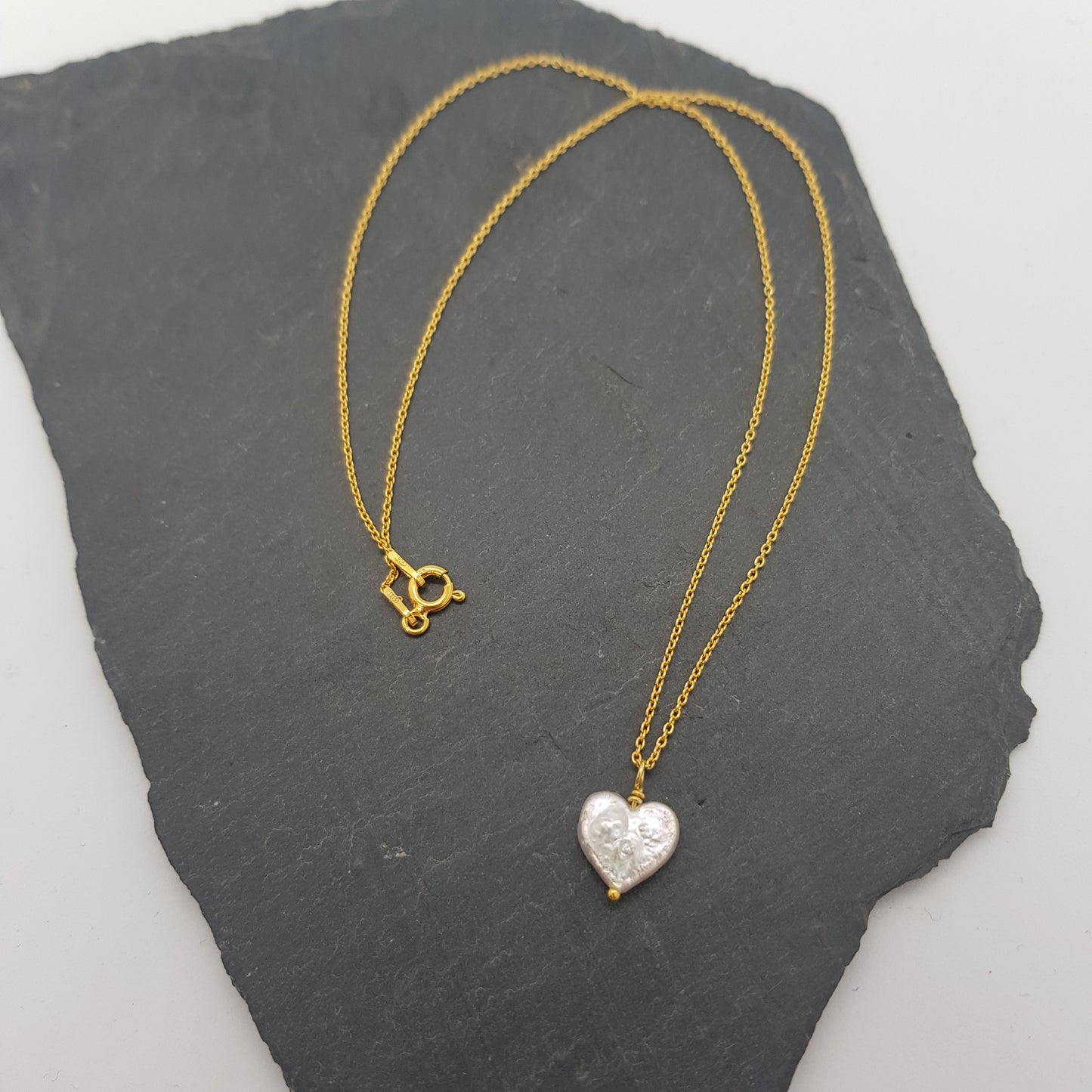 Pearl Heart Set Gold Plated Silver