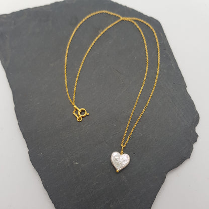 Pearl Heart Set Gold Plated Silver