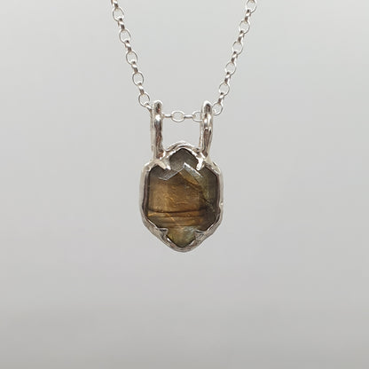 step cut freeform labradorite sterling silver necklace