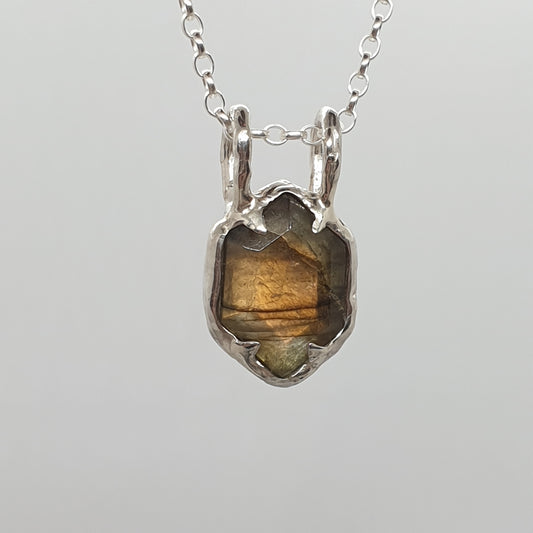 hexagon labradorite sterling silver necklace