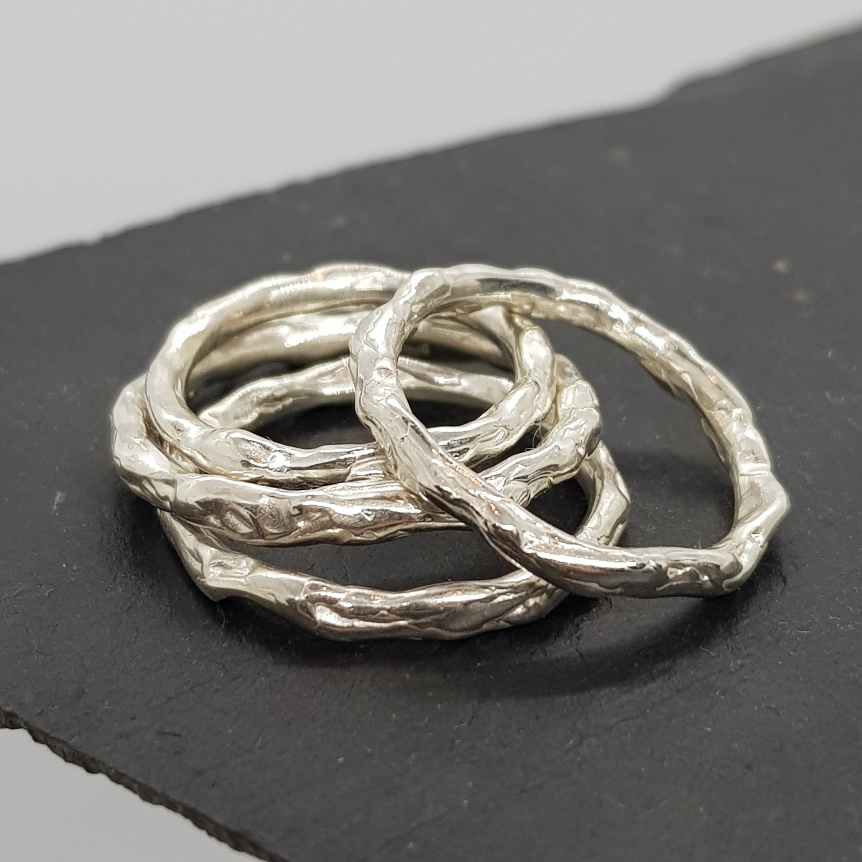 blobby molten sterling silver rings