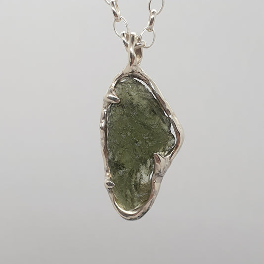 Freeform Molten Moldavite Necklace