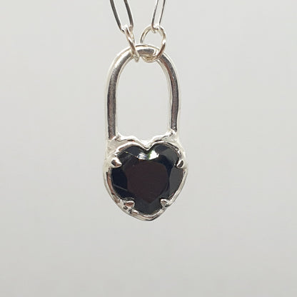 molten black spinel heart lock necklace