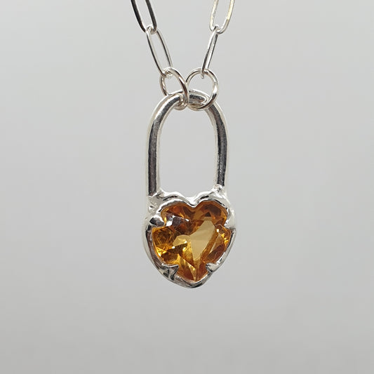 molten citrine heart lock necklace