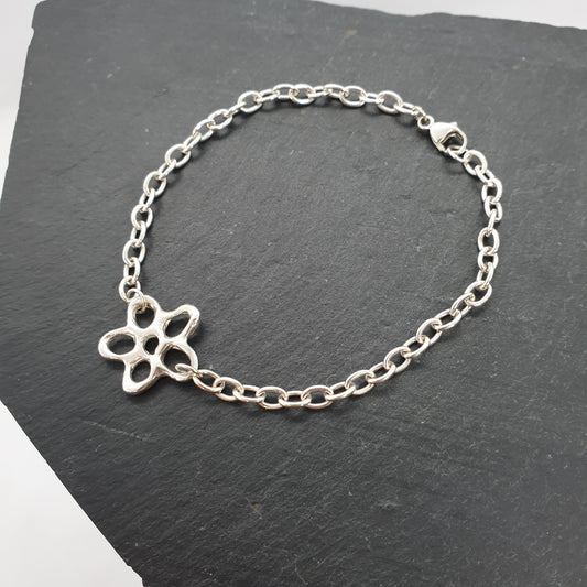 molten flower bracelet sterling silver