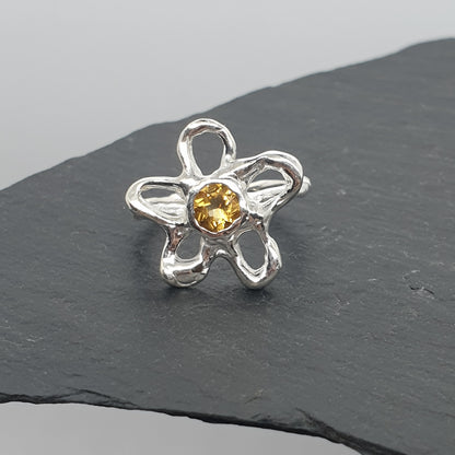 Citrine Molten Flower Ring