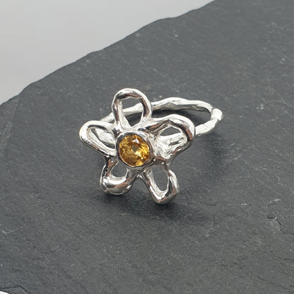 Citrine Molten Flower Ring