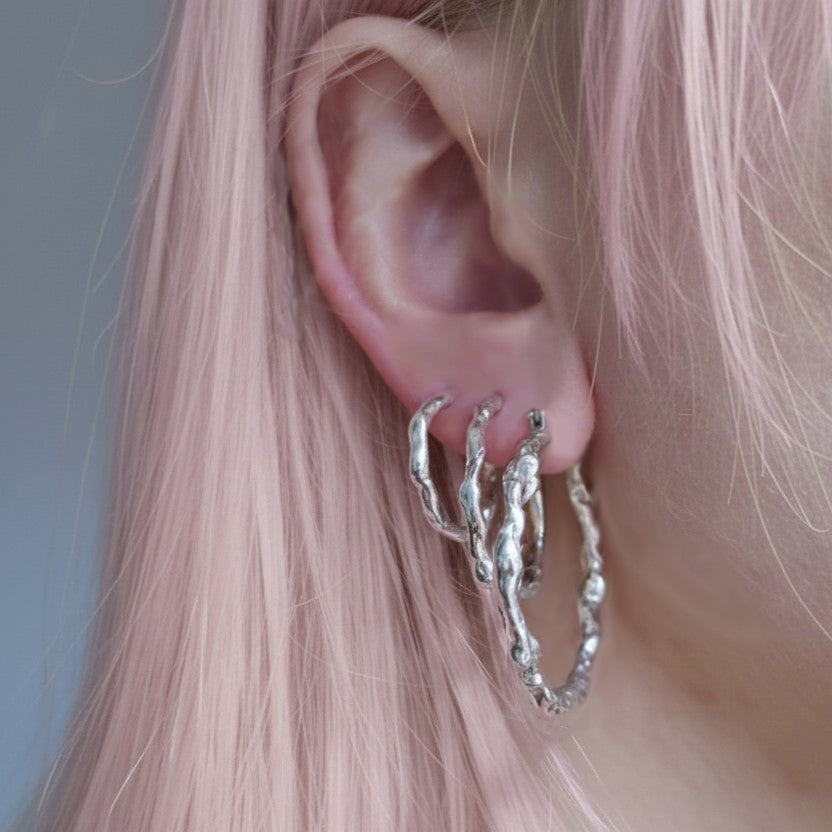 Molten Hoop Earrings Small