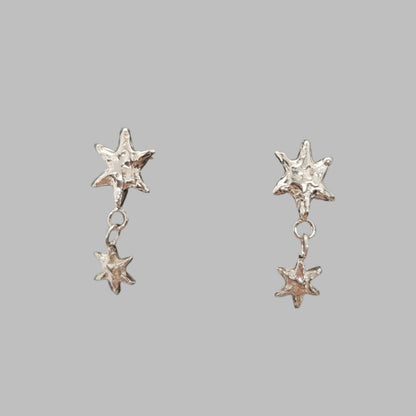 molten textured star drop earrings