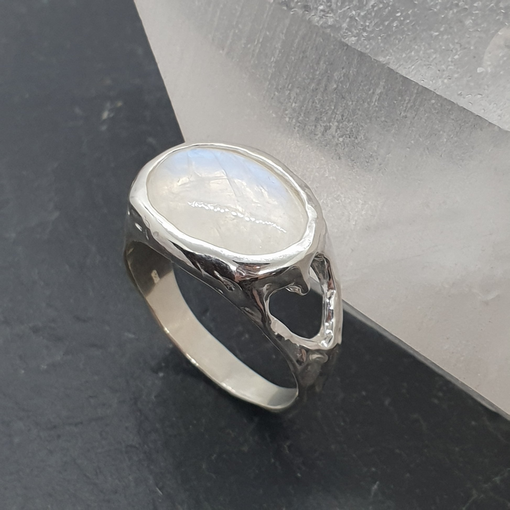 moonstone cut out heart ring