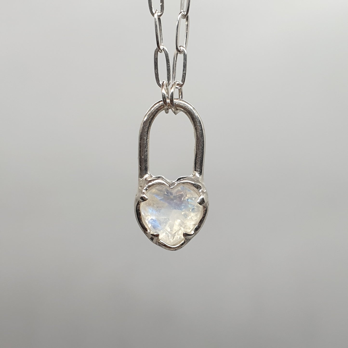 gemstone heart lock necklace sterling silver