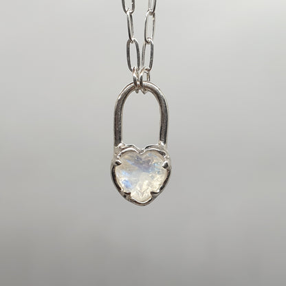 gemstone heart lock necklace sterling silver