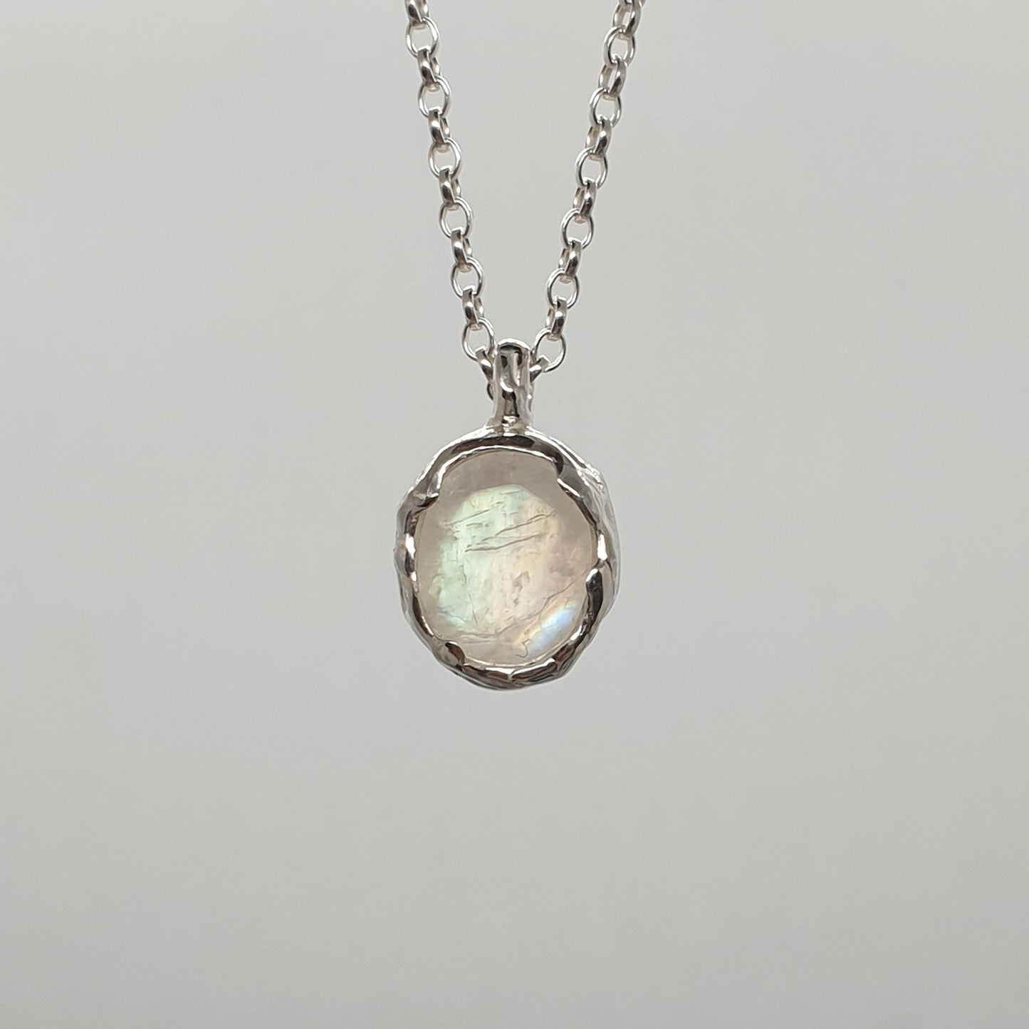 moonstone molten pebble necklace sterling silver