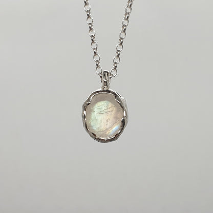 moonstone molten pebble necklace sterling silver