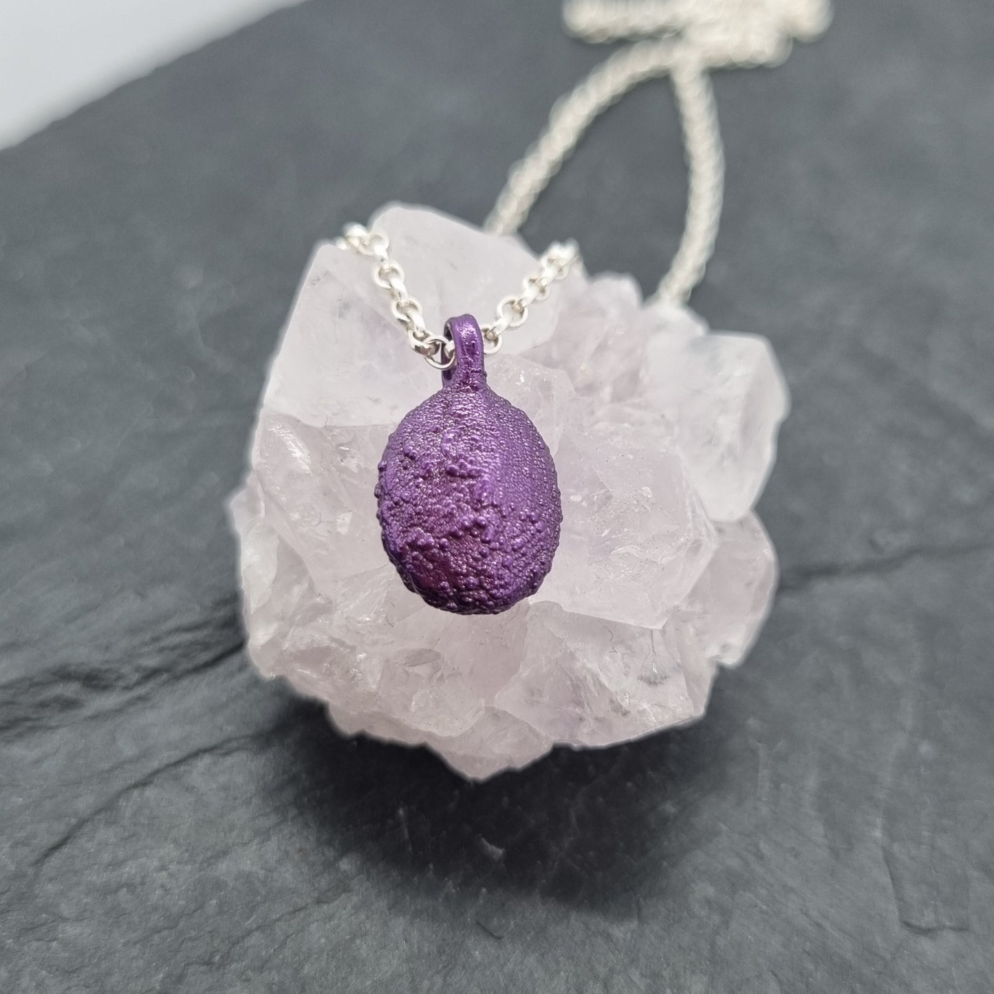 Moonstone Pebble Ceramic Coated Purple Necklace