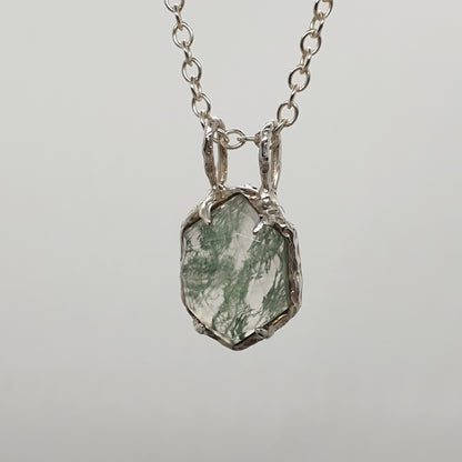 moss agate sterling silver necklace