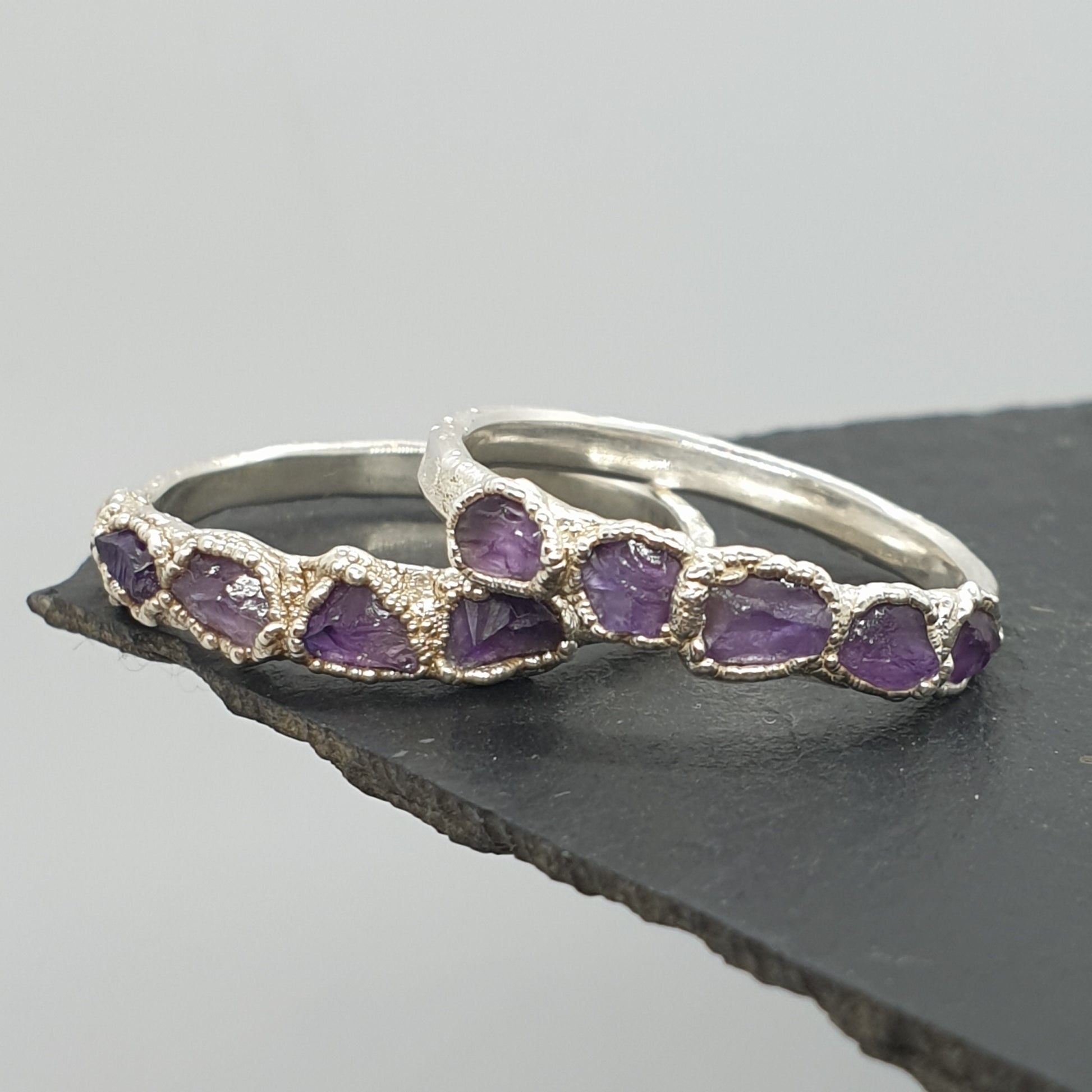 multi amethyst sterling silver rings February birthstone