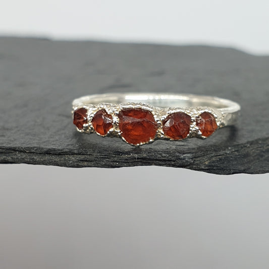 Multi Raw Spessartite Garnet Crystal Ring