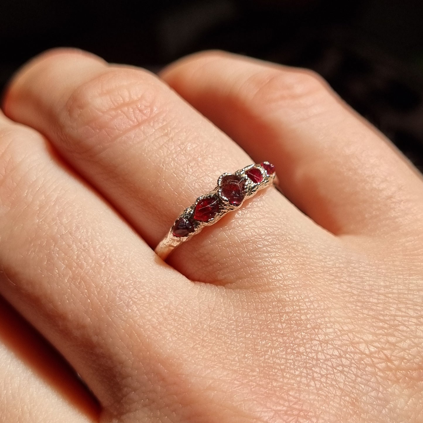 Multi Raw Red Spinel Ring