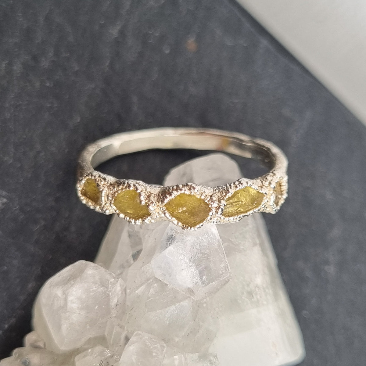Multi Raw Yellow Sapphire Ring