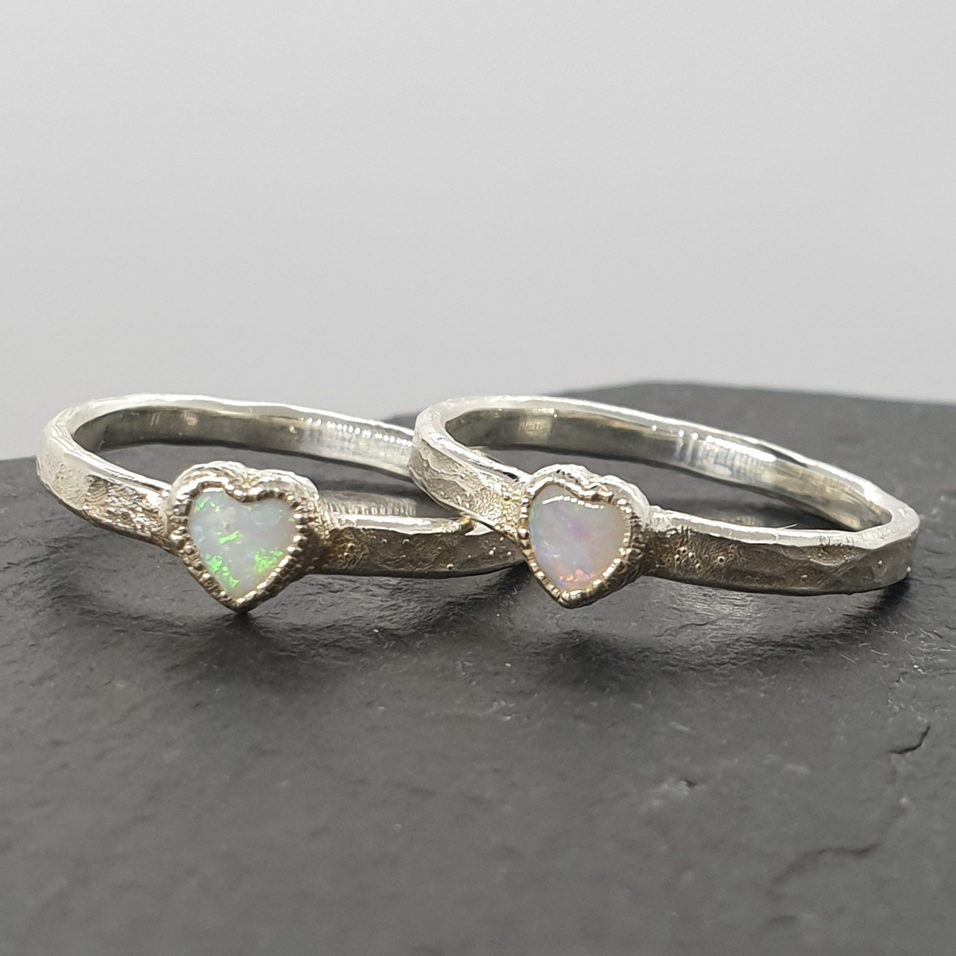 opal heart rings