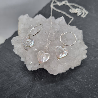 Pearl Heart Set Silver