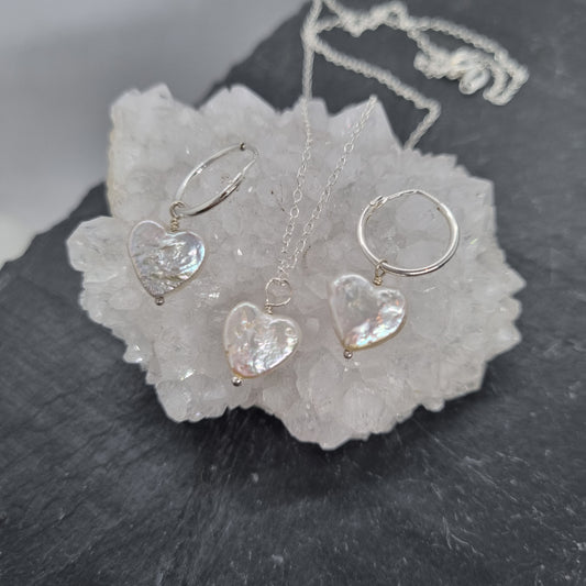 Pearl Heart Set Silver