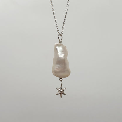 baroque pearl with hanging star necklace