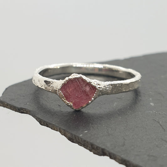 Raw Pink Tourmaline Ring