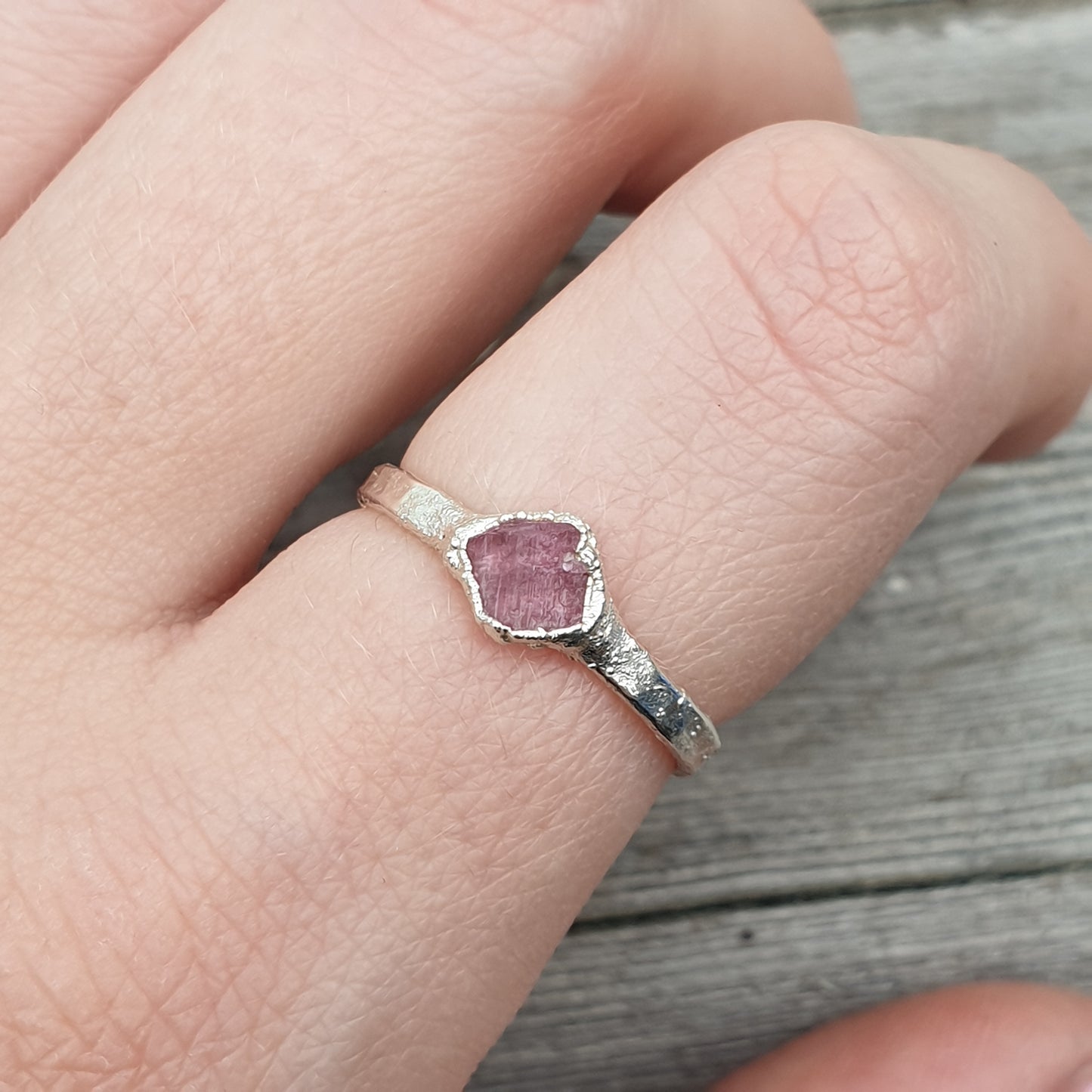 Raw Pink Tourmaline Ring