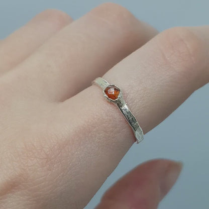 Raw Spessartite Garnet Crystal Ring