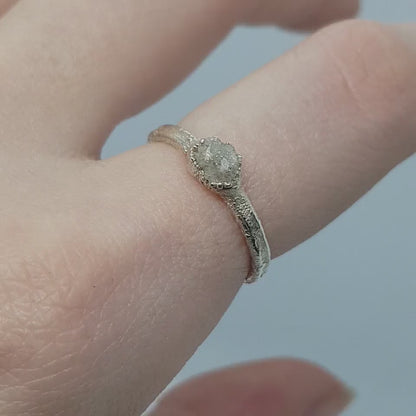 Raw White Diamond Ring