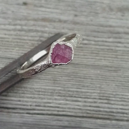 Raw Pink Tourmaline Ring