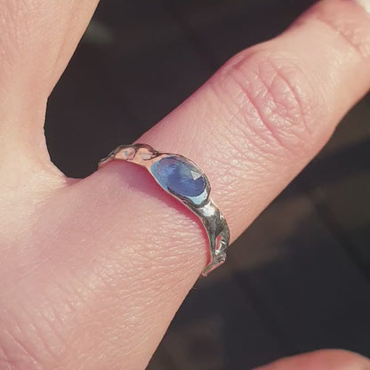 Rose Cut Sapphire Flat Molten Ring