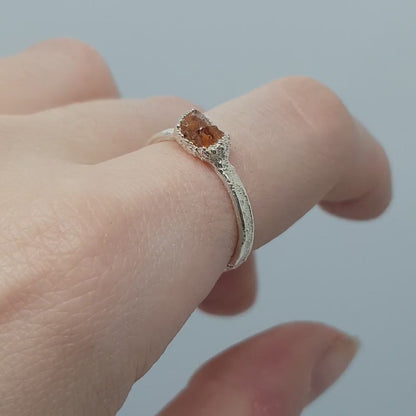 Raw Mandarin Garnet Ring