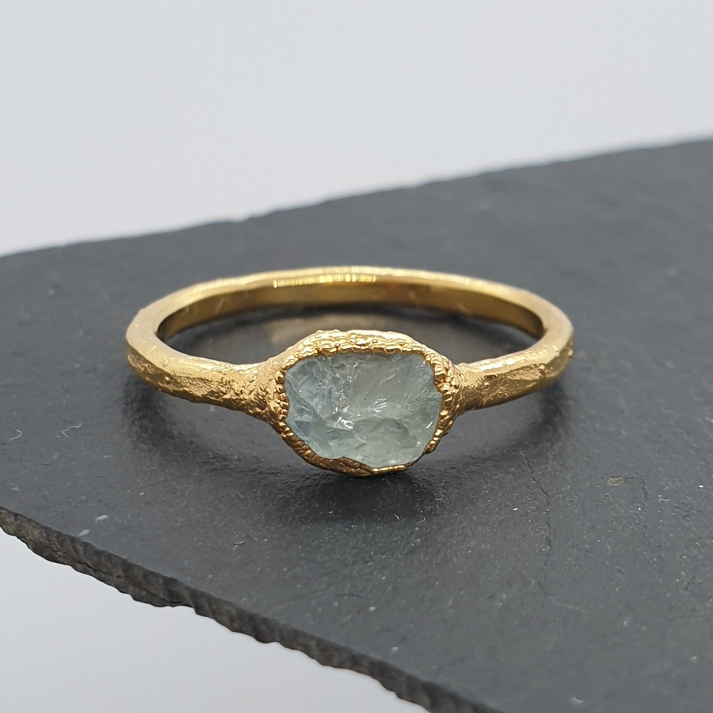 natural aquamarine gold ring