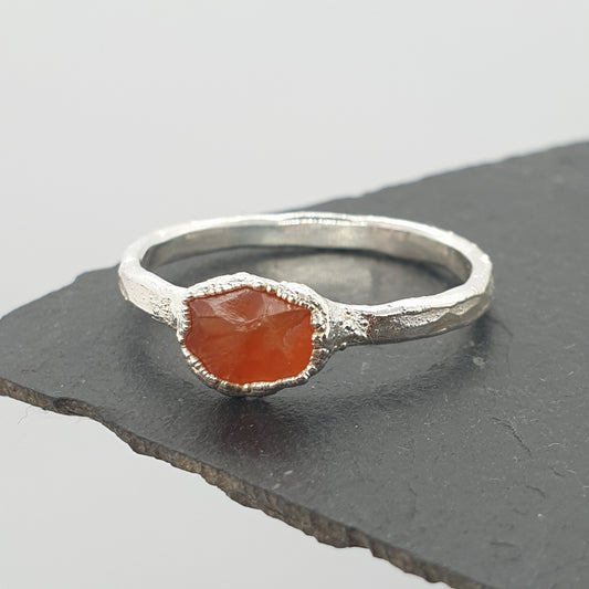 raw carnelian sterling silver ring