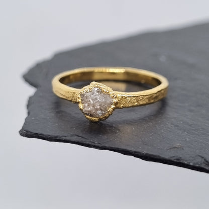 Raw White Diamond Ring