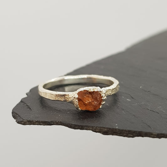 Raw Mandarin Garnet Ring