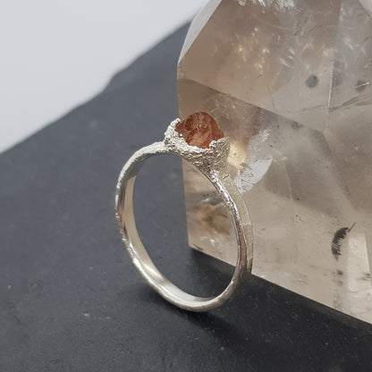 Raw Mandarin Garnet Ring