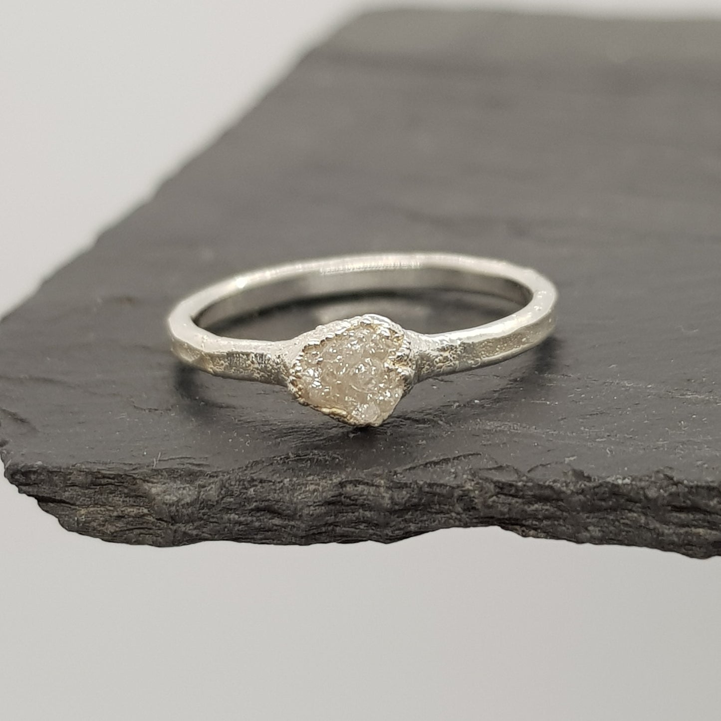 raw white diamond ring