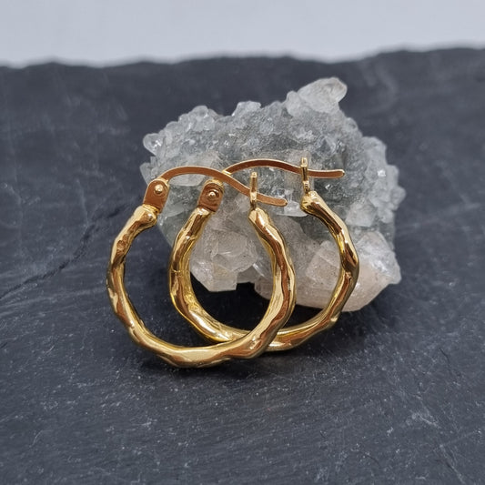 Small Molten Hoop Latch Earrings