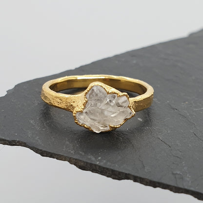 snow quartz gold ring