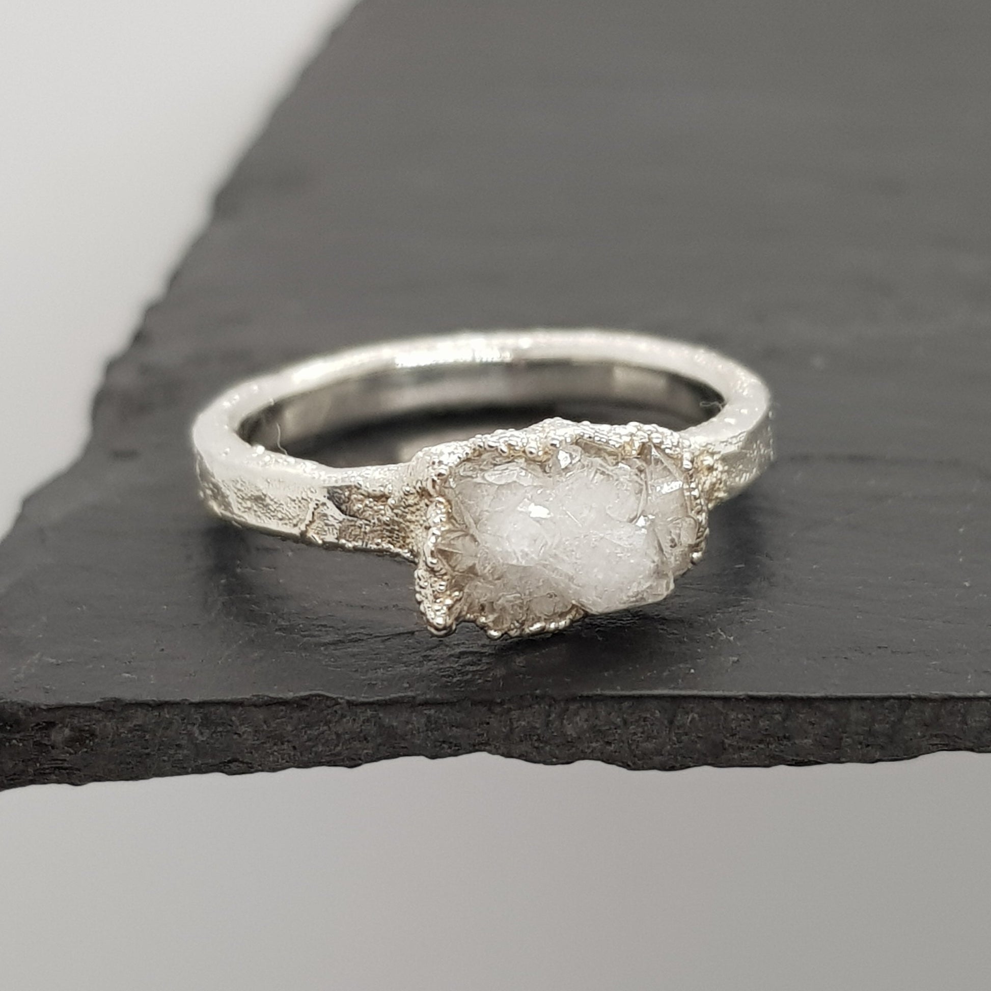 snow quartz cluster ring