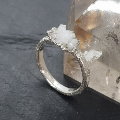 sterling silver freeform quartz cluster ring