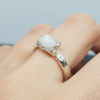 snow quartz cluster ring on model