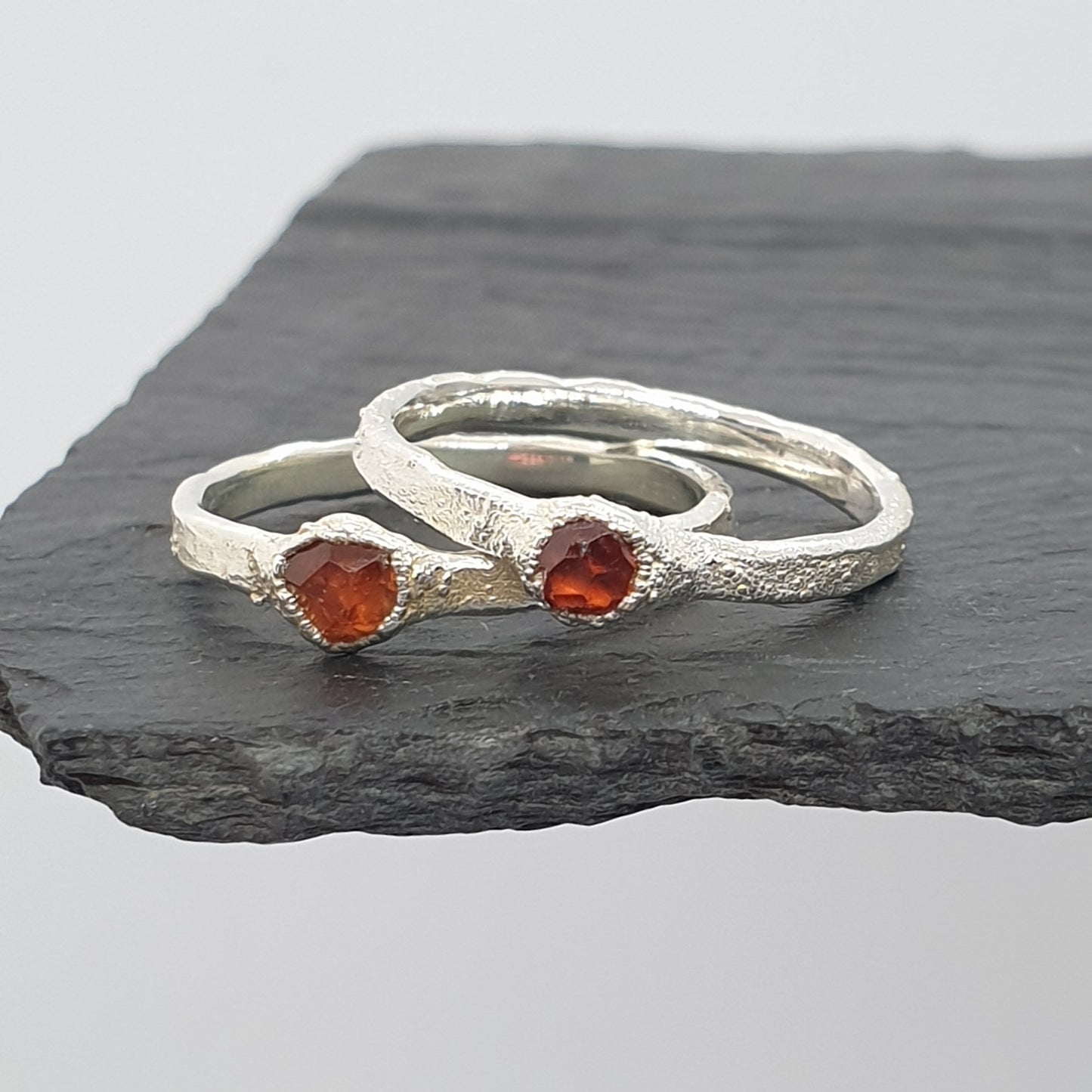 rough spessartite garnet silver electroformed rings