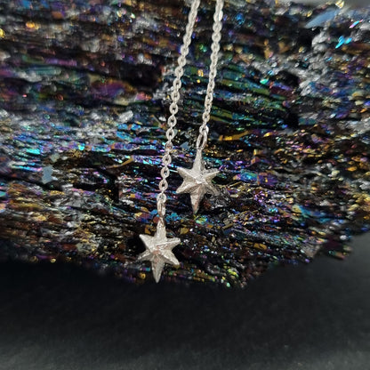 Tiny Facet Star Chain Drop Thread Earrings